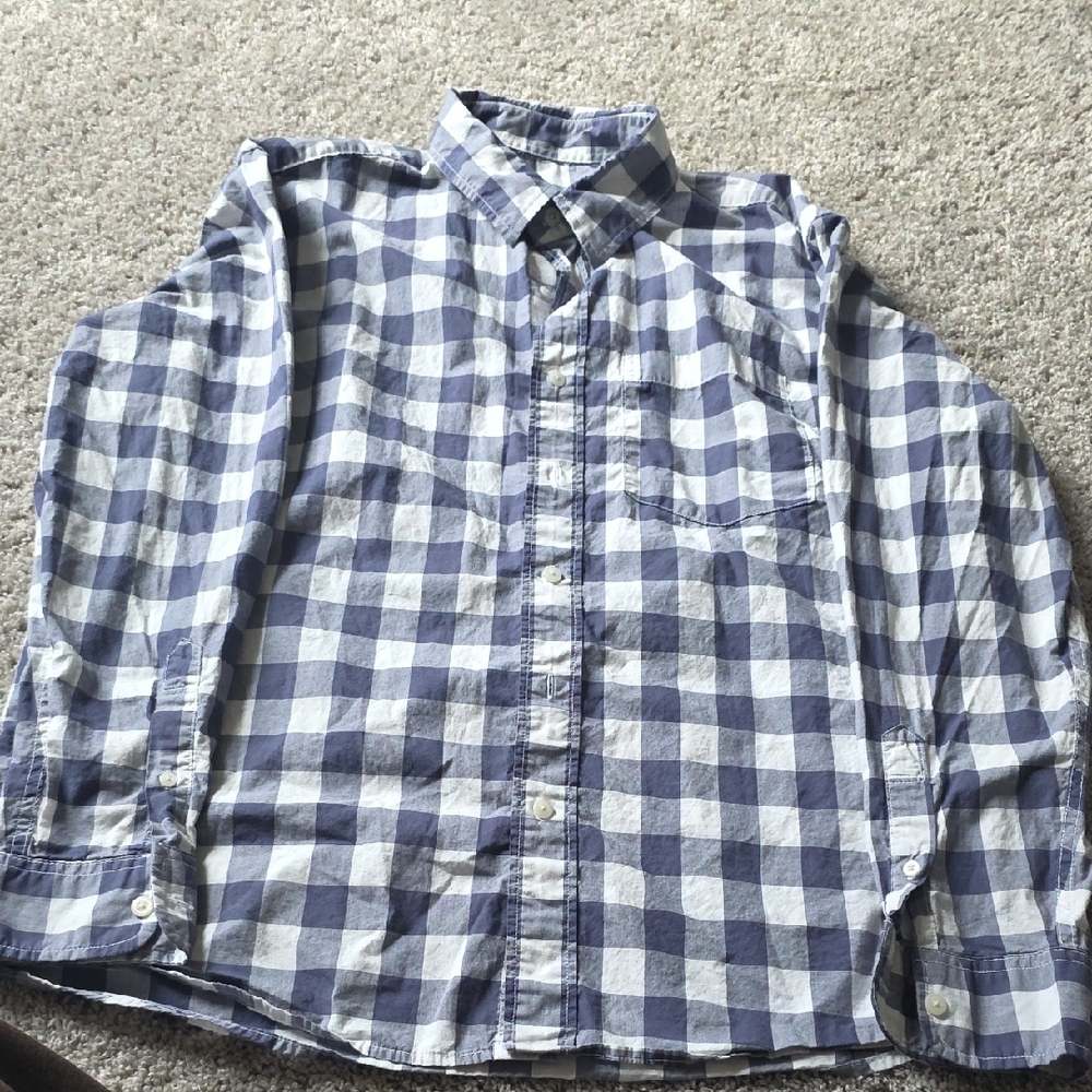 American Eagle Outfitters Navy and White Checkered Shirt